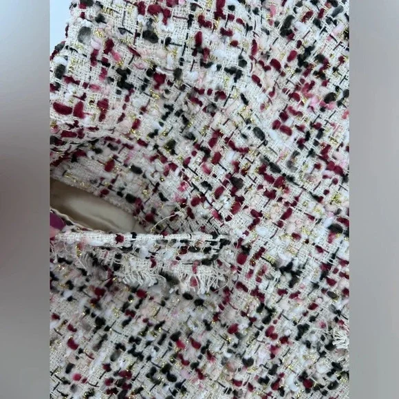 NWT En Saison Everleigh Midi Tweed Dress Beige Burgundy Size S - Picture 9 of 13